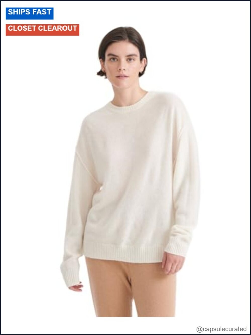 Lightweight Reversible Cashmere Crewneck Sweater